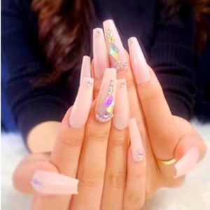 SEXY NUDE JELLY #NAILS WITH GEMSTONES